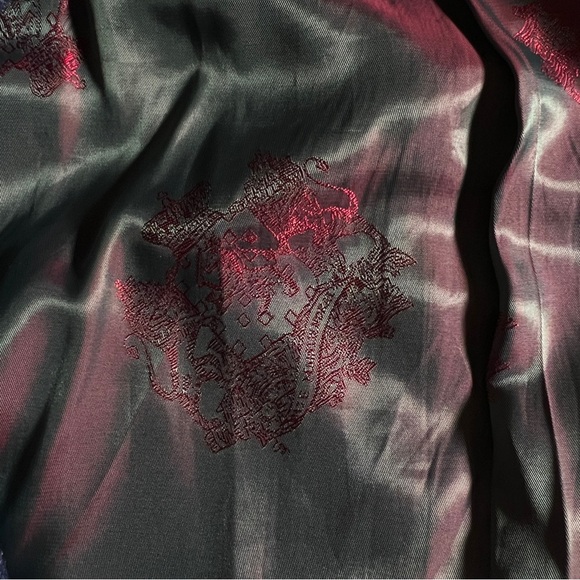 Paite 100% Wool Blue Plaid Blazer w/ Green + Red Satin Lining, Sz 48 Fits Medium - Picture 9 of 14